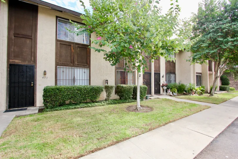Side view with walkway and doors of Carefree South community, Spring Valley, CA