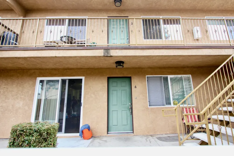Entry gate, Varenda & Staircase view of San Remos Villas community, Spring Valley, CA