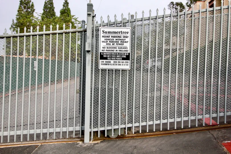 A gray gated driveway in the Summertree neighborhood.