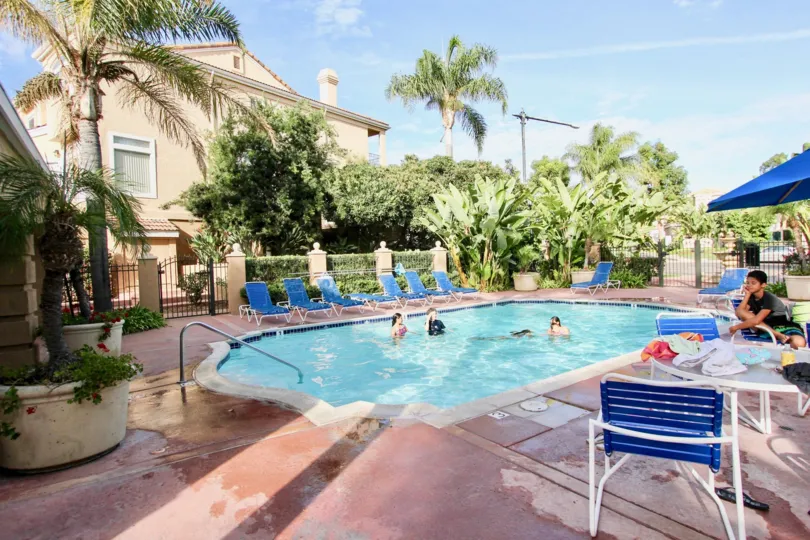 Kids playing in the pool in Avanti in University City, California