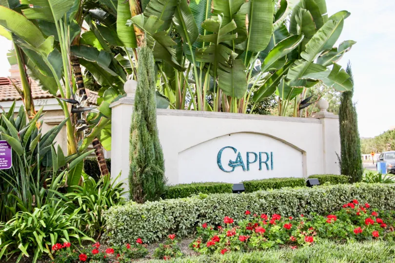 Community sign at Capri in University City California