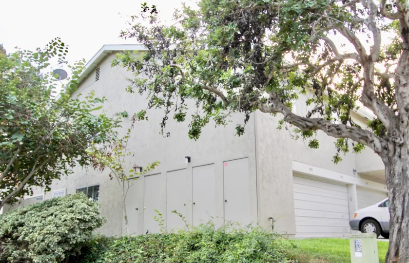 The garage view of the Genesee Highlands complex in University City in CA