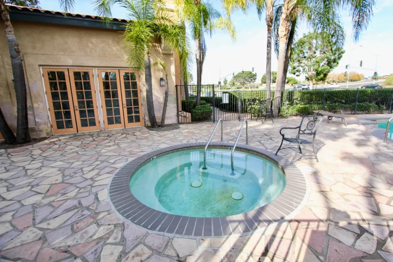Sauna in spacious poolside area in Lucera in University City, California