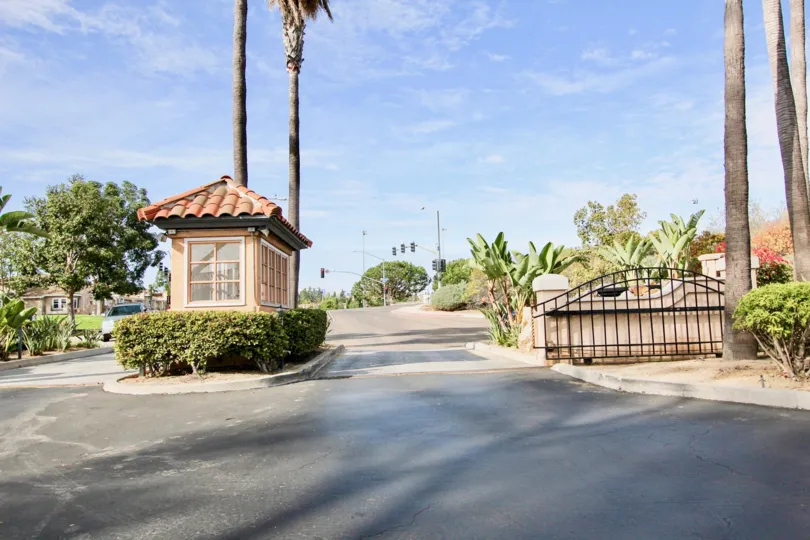 Gated entrance at Lucera in University City, California.