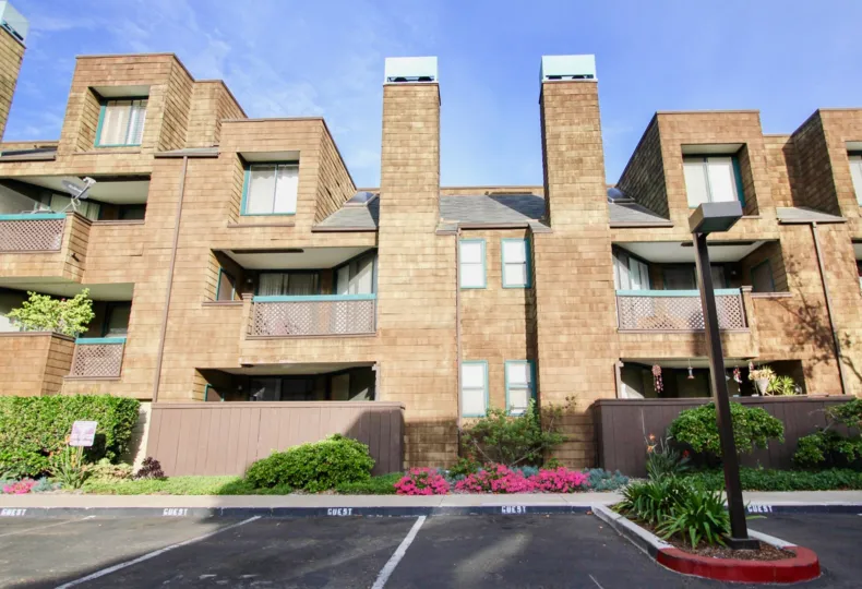 Three story residential units at University Towne Square in University City California.