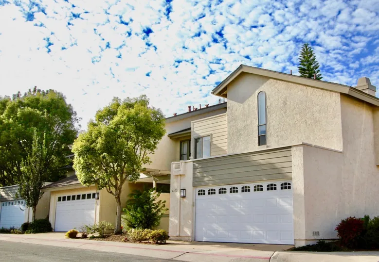 Private garages at Vista La Jolla in University City, California.