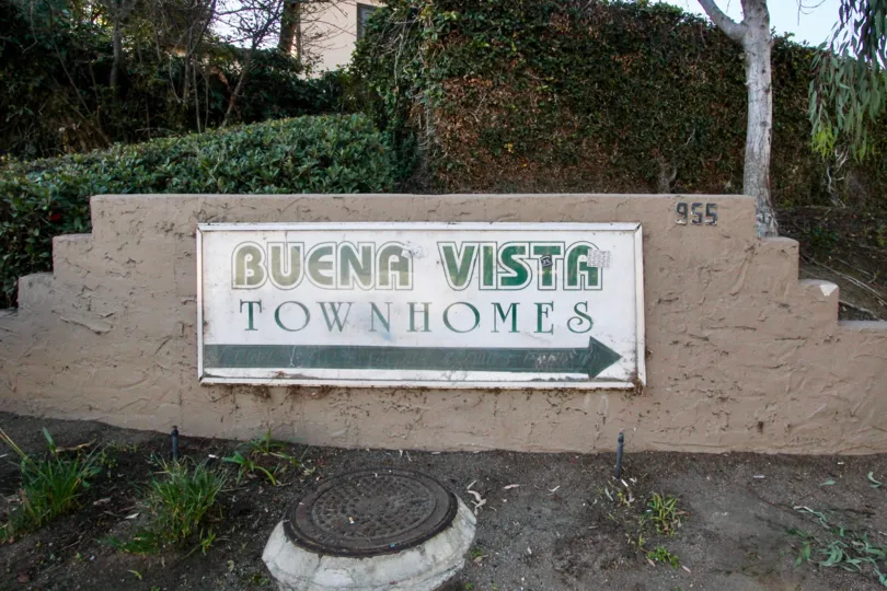 Hearty sign introducing Buena Vista Townhomes, Vista California