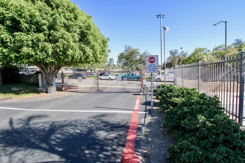 Gates to the entrance of Citrus Grove on a sunny day in Vista, Ca.