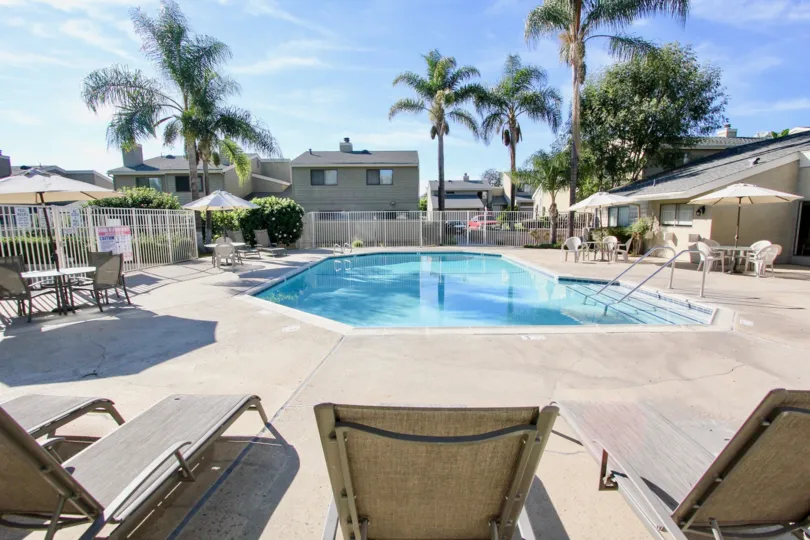 An empty swimming pool at the Durian Place Townhomes