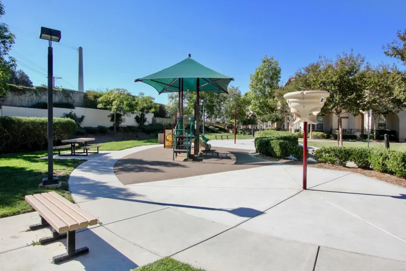 Playground in sand at Santa Fe Walk in Vista California
