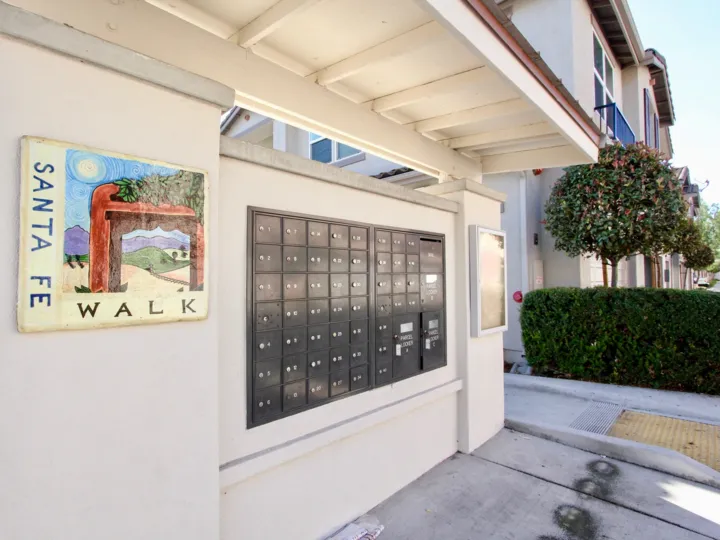 Front view of mailboxes in Santa Fe Walk neighborhood