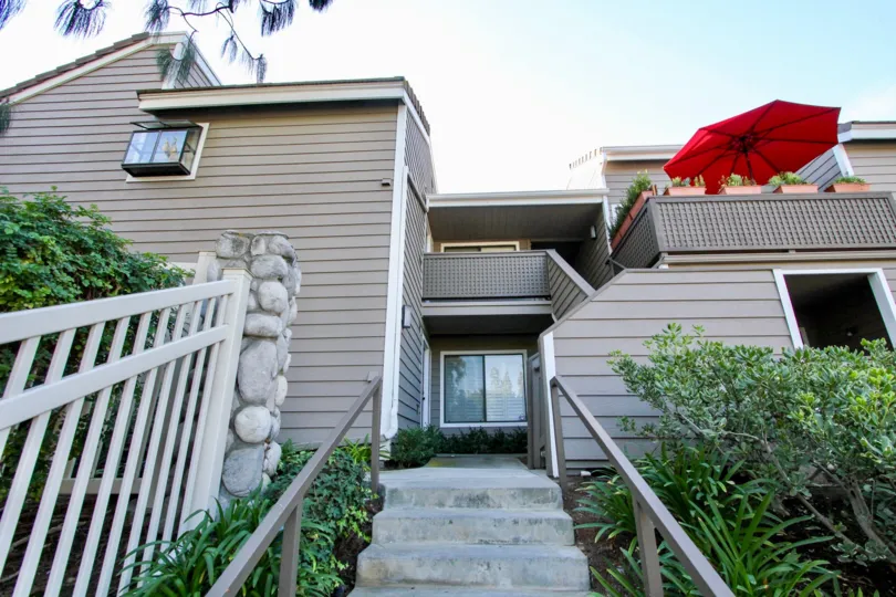 Stairway leading up to residential units at Shadowridge Aspens in Vista California
