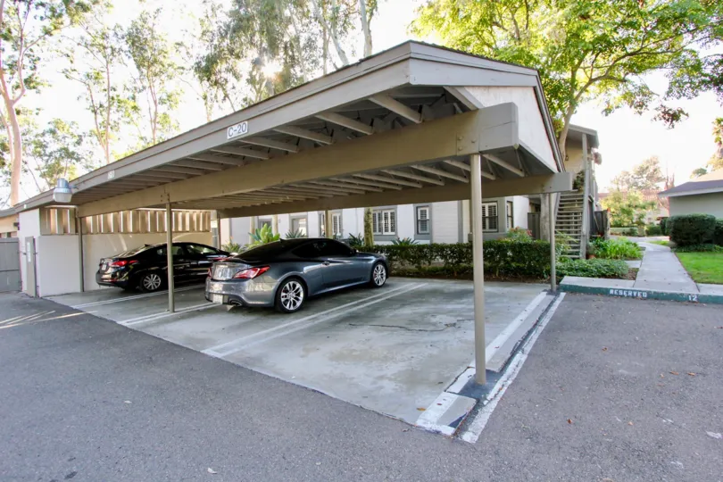 Parking facility shed with wooden hangers in Shadowridge Club View.