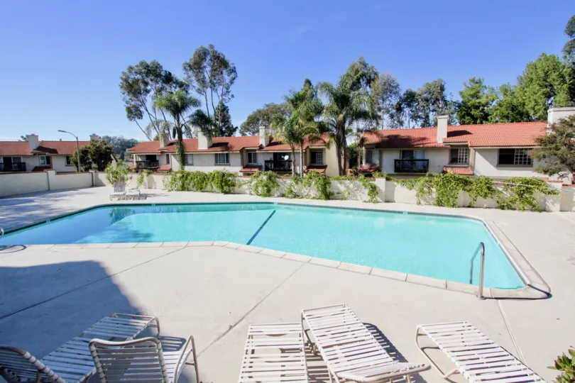 Large swimming pool near residential area at Vista Knolls in Vista California