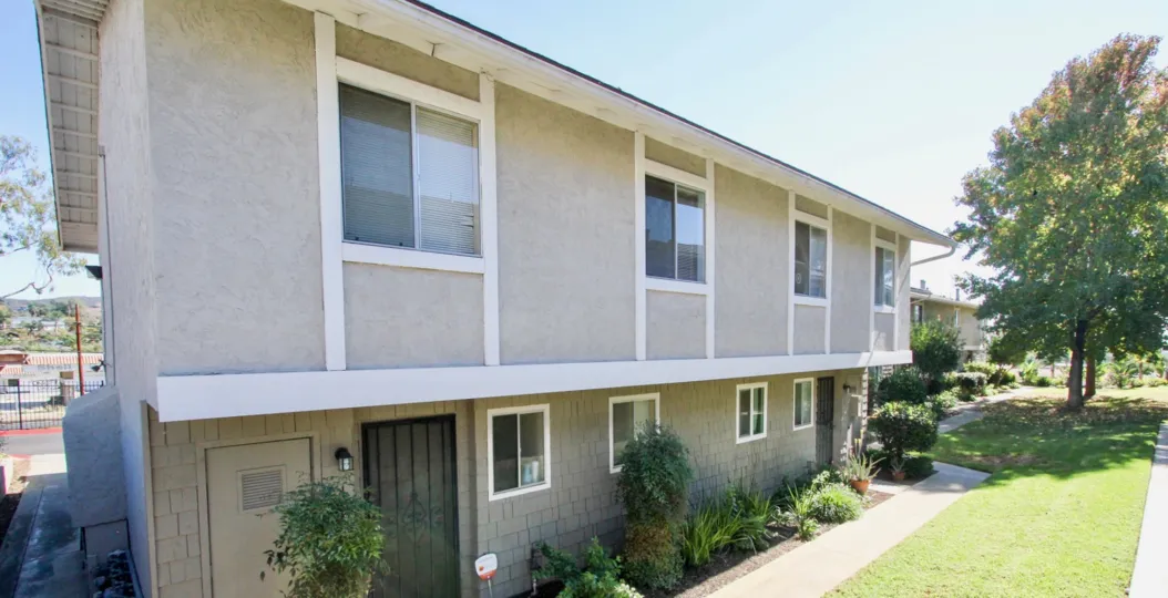 A sunny day in front of the apartments of Vista Ladera in Vista, California.