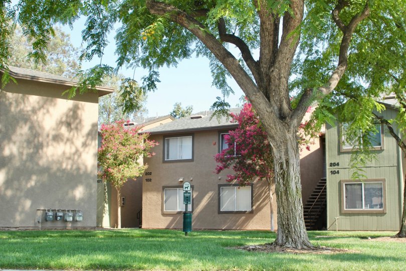 Crown Villas Building with Lawn in Front Side at corona City in Califorina