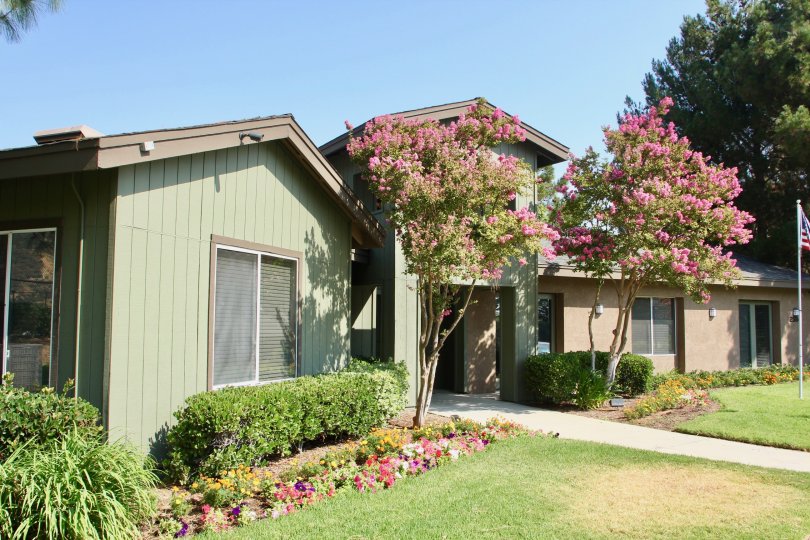The Crown Villas Building having Lawn in Front View Location at corona City