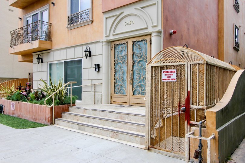 amazing design on door and entry of a large home in California