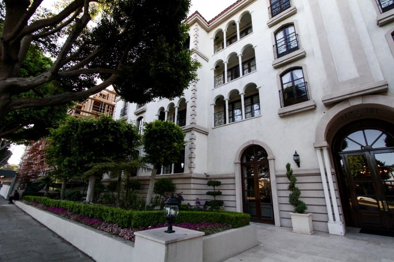 The landscaping seen at the Le Faubourg St Germain in Beverly Hills