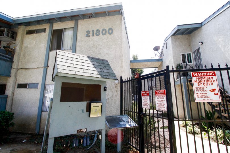 The address seen on the building at Olive Creek in Canoga Park California