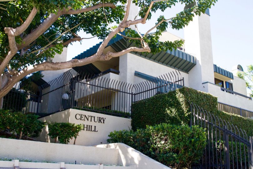 From the exterior of the property one sees the multileveled style of Century Hill