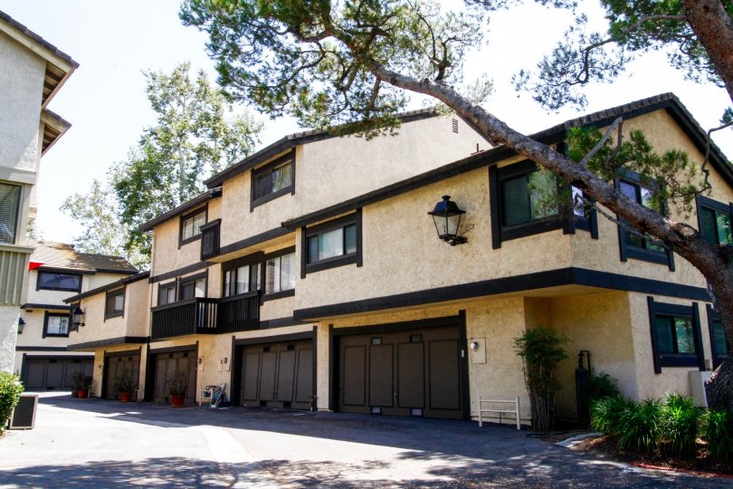 The garages for parking at Raintree Condominiums