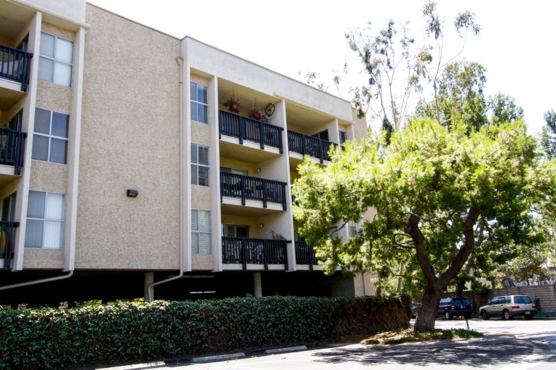 The balconies at Raintree Condominiums in Culver City