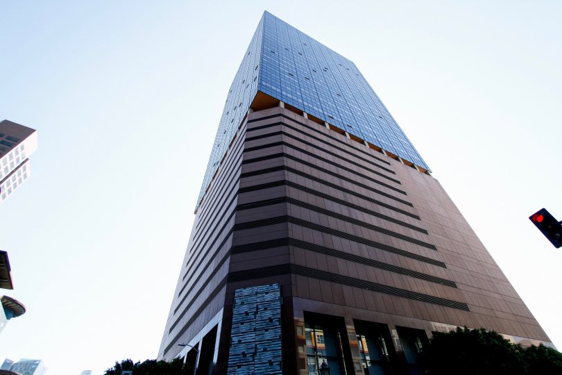 The sleek architecture of 1000 Wilshire in Downtown LA
