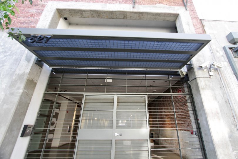 The doors into Barker Block Warehouse 1 in Downtown LA