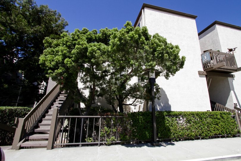 Stairs lead to the second floor condos of Marina Pacifica