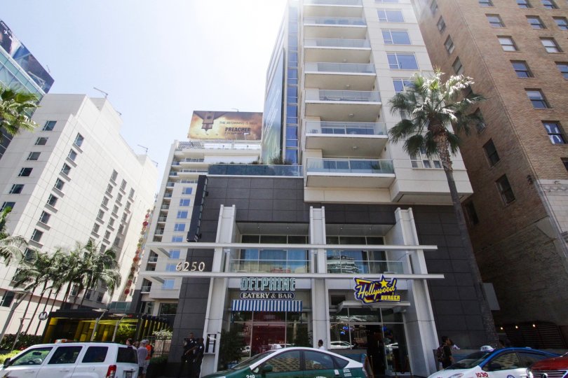 Restaurants occupy the first floor of the W Hollywood Residences building