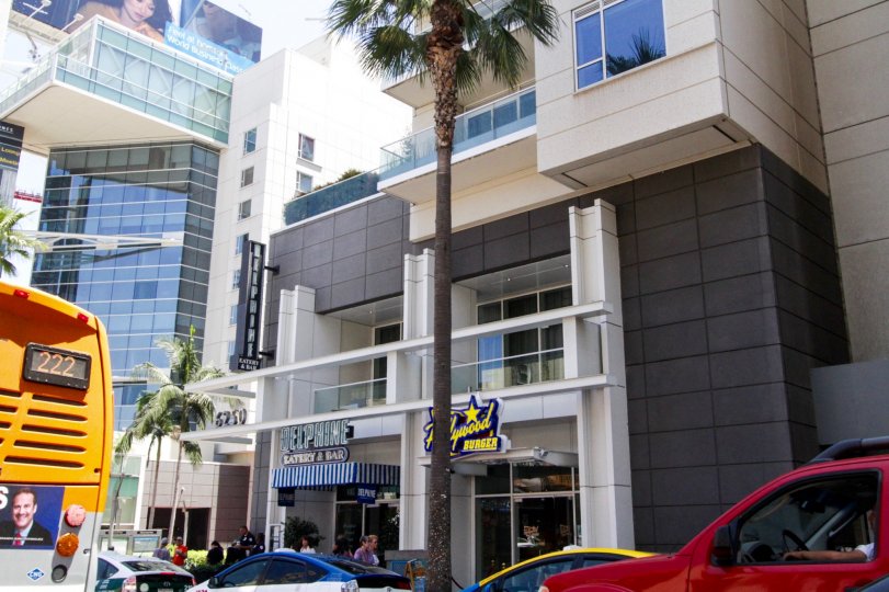Two balconies sit directly above the restaurants of the W Hollywood Residences building