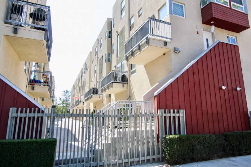 The gate into Olive Court in Long Beach, California