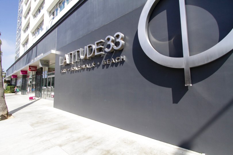 The sign announced the Latitude 33 Beach Collection in Marina Del Rey