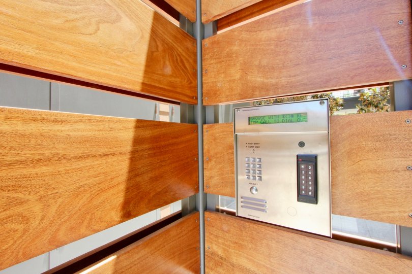 Security key pad at entrance to Primera Terra community in Playa Vista, CA.