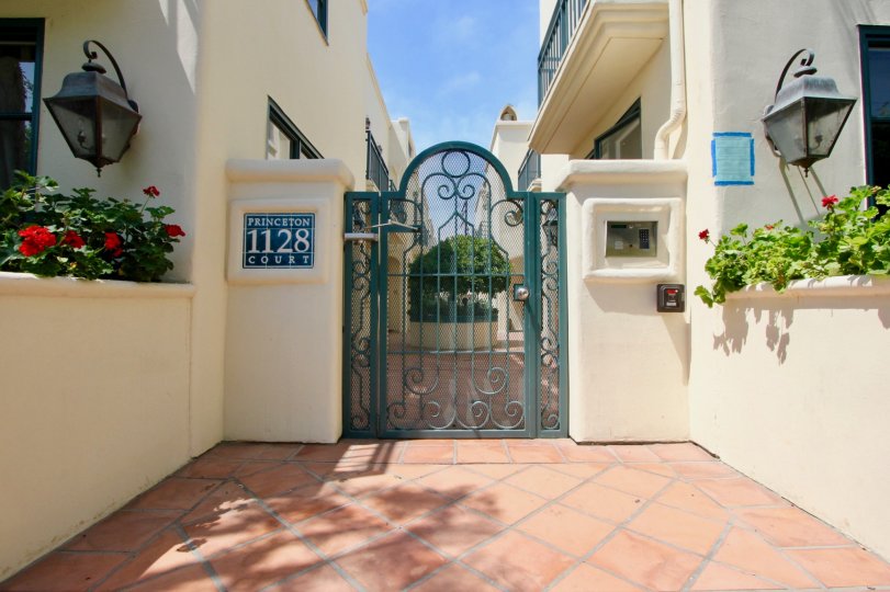 A very close shot of the security system of Wilshire Princeton, Santa Monica, California