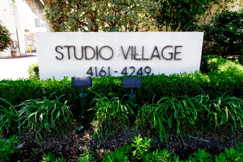 The welcoming sign into Studio Village in Studio City