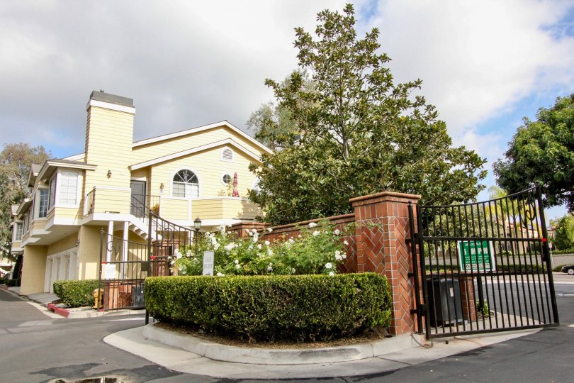 Open gates on an overcast afteroon at Canyon Villas in Aliso Viejo, CA