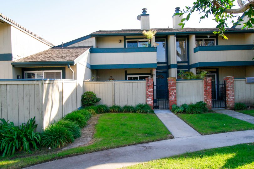 Nice view of lawn with small herbs near villa in Harbor Pines of Huntington Beach