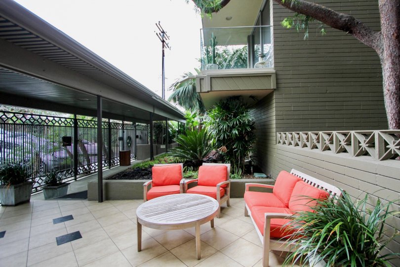 THE APARTMENT IN THE LAGUNA LIDA WITH THE CHAIRS, PLANTS, TREES
