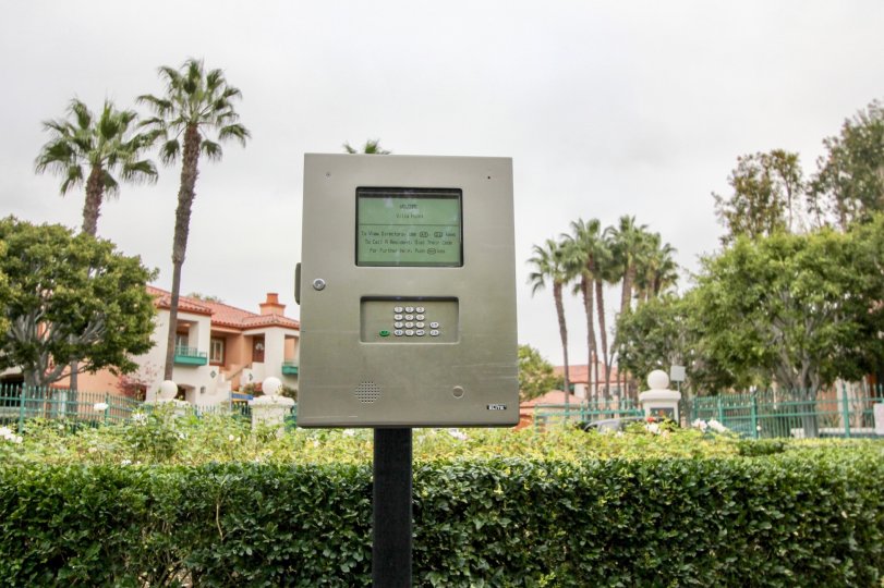 A screen has a message for visitors at Villa Point condos