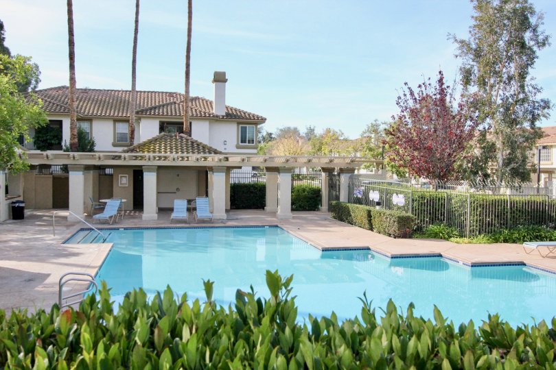 Poolside view of Casafina a community in Rancho Santa Margarita, California.