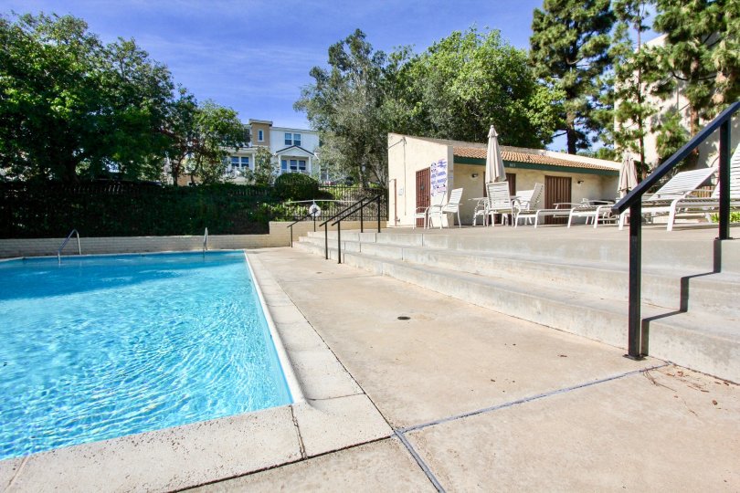 Forest Park Plaza  , Clairemont Mesa , California,swimming pool,black hand rail