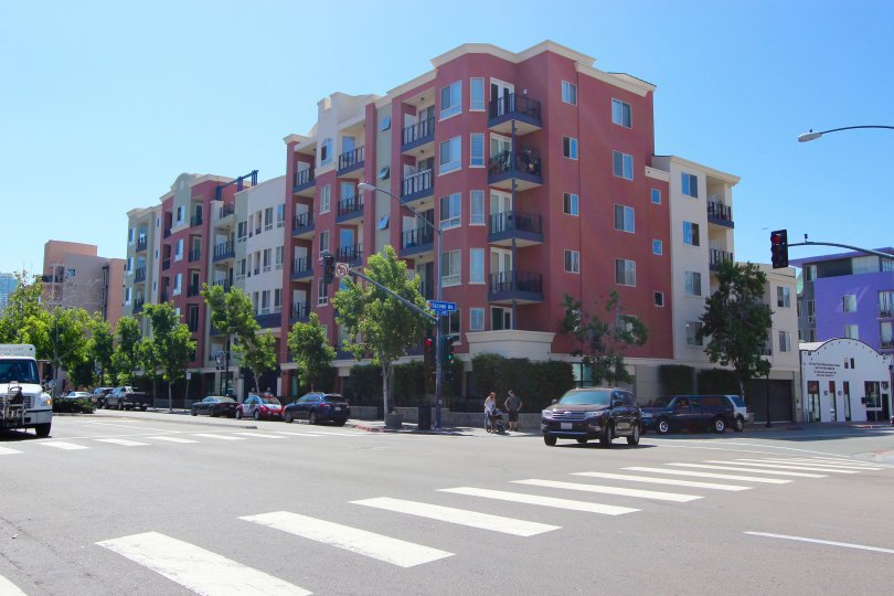 Busy intersection at 235 Market in Downtown San Diego, California
