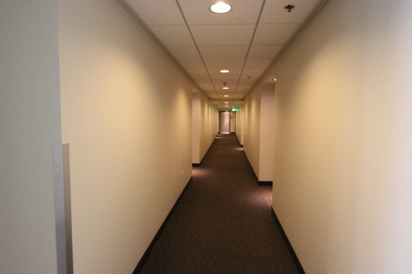 the inside of hotel in caledor has door of rooms light on now