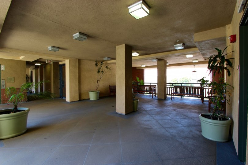 Looking into a open area inside the Pacific Terrace Community in Downtown San Diego