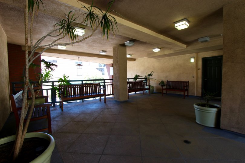 Shady covered entryway located in Pacific Terrace, Downtown San Diego, CA.