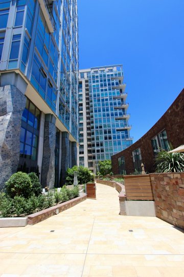 Contemporary style architecture and features with plenty of maintained gardens in Downtown San Diego