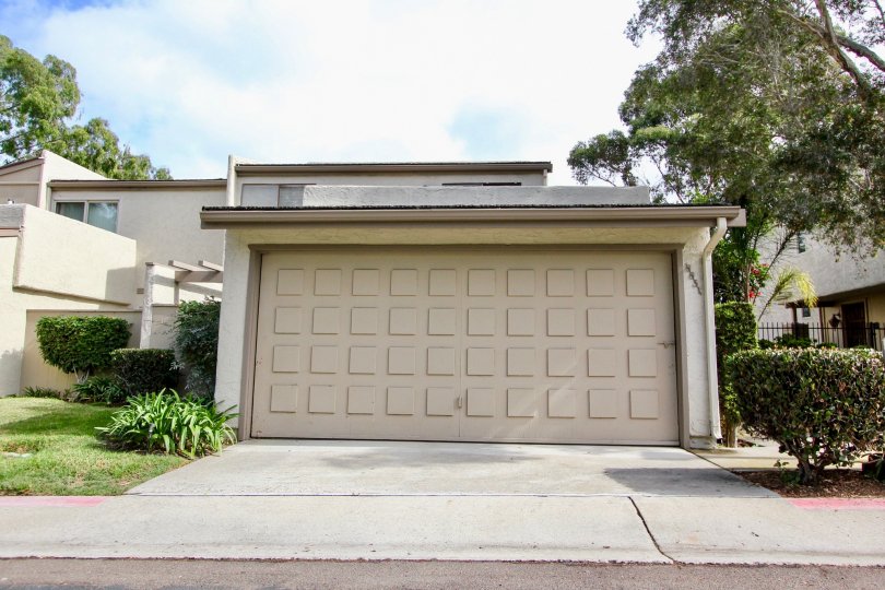 THE HOUSE IN THE LA JOLLA SHORES HEIGHTS WITH THE GRASSLAND, PLANTS, TREES, SHUTTER