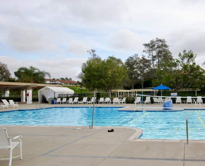 A cloudy day poolside at Ocean Hills Country Club in Oceanside, CA.